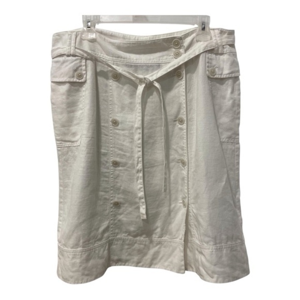 Pure Love by Jackpot 100% Organic Linen White Button Skirt, Size 42